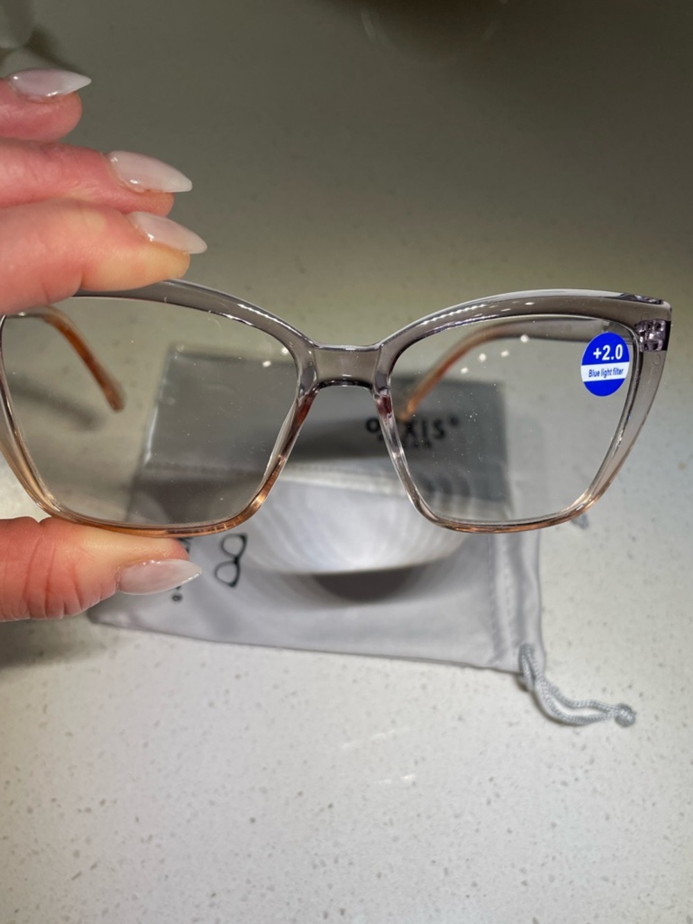 Women's Reading Glasses, Oversized Cat Eye Blue Light Readers +2.0.